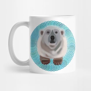 Polar Bear on turquoise circular pattern Mug